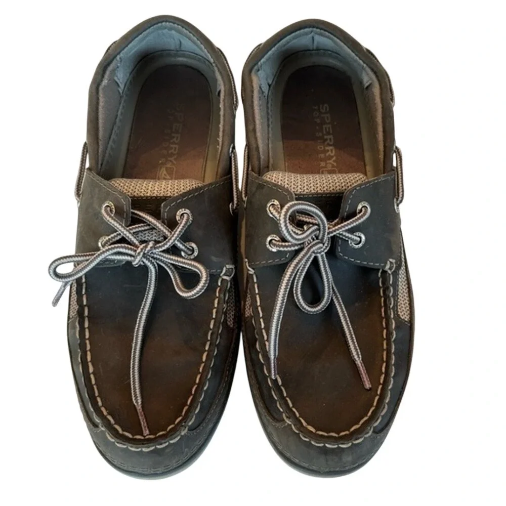 Sperry Top-Sider Mens Billfish 3-Eye Boat Shoes Brown Leather Mesh ‎ 10.5M